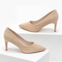 The Fashion Project Γόβες Suede με λεπτό τακούνι - Μπεζ