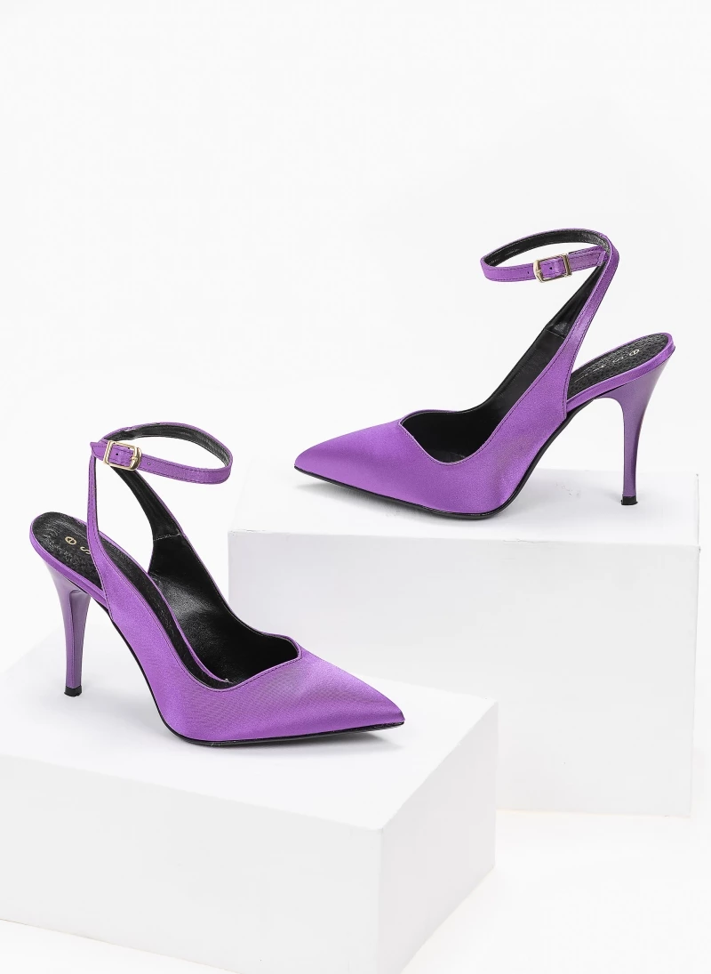 The Fashion Project Γόβες σατέν με V Cut άνοιγμα Estil - Μωβ ανοιχτό - Image 3