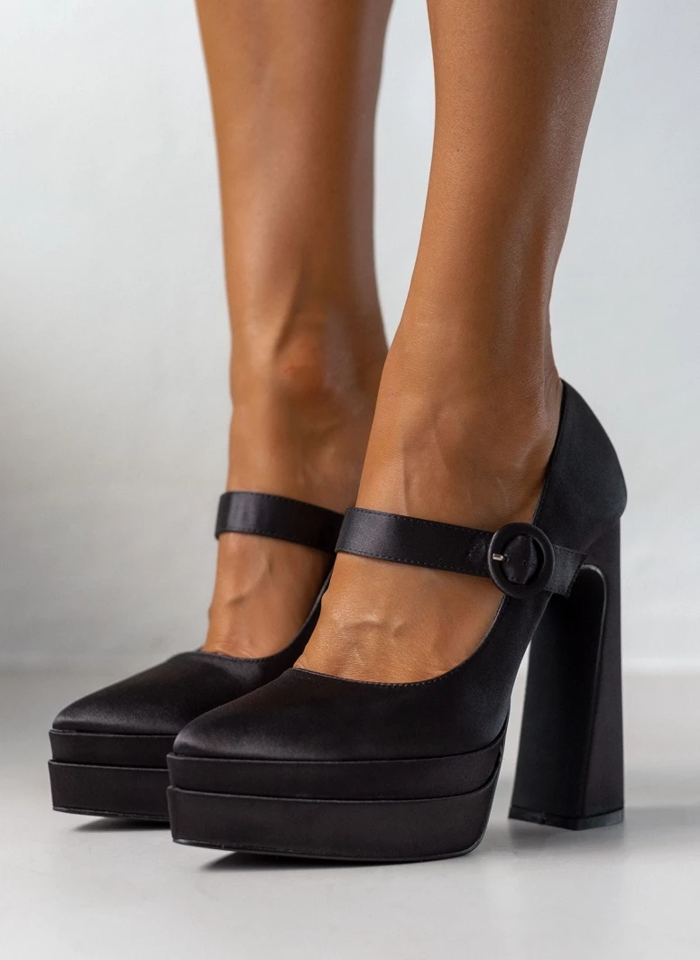 The Fashion Project Γόβες σατέν με φιάπα - Μαύρο