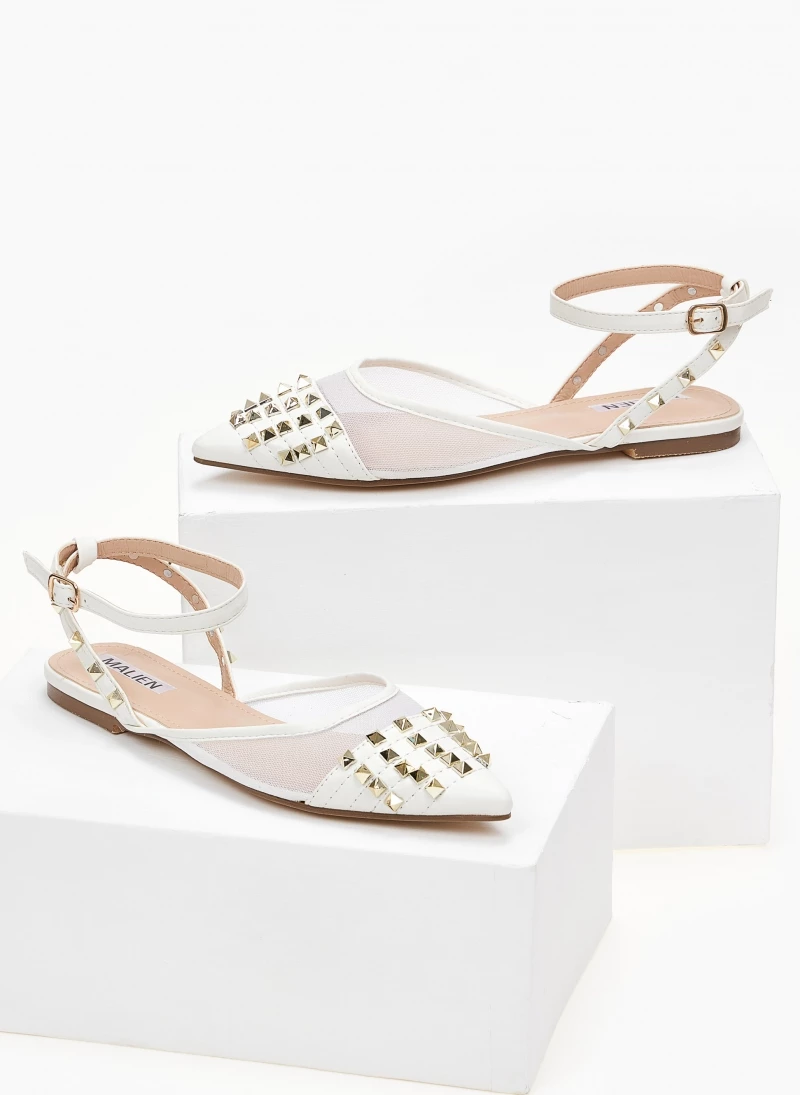 The Fashion Project Μπαλαρίνες ίσιες με διαφάνεια και τρουκς - Λευκό - Image 3