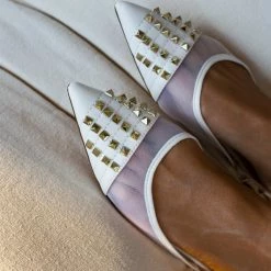 The Fashion Project Μπαλαρίνες ίσιες με διαφάνεια και τρουκς - Λευκό