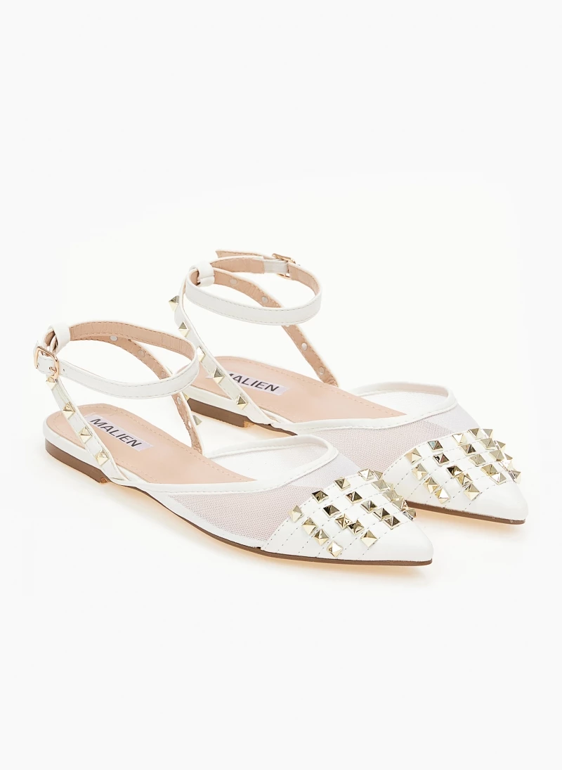 The Fashion Project Μπαλαρίνες ίσιες με διαφάνεια και τρουκς - Λευκό - Image 5