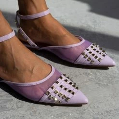 The Fashion Project Μπαλαρίνες ίσιες με διαφάνεια και τρουκς - Λιλά