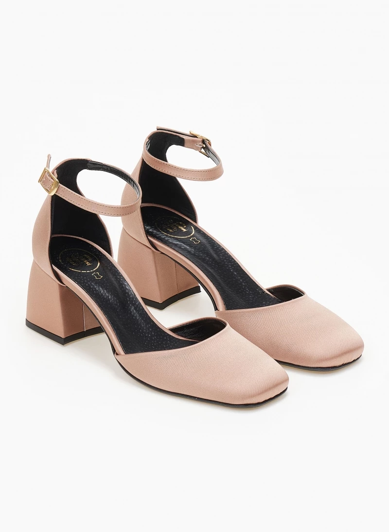 Γόβες καρέ σατέν με μπαρέτα Tfp - Nude - Image 3