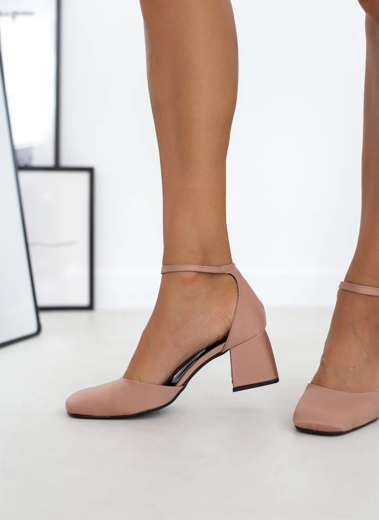 Γόβες καρέ σατέν με μπαρέτα Tfp - Nude - Image 4