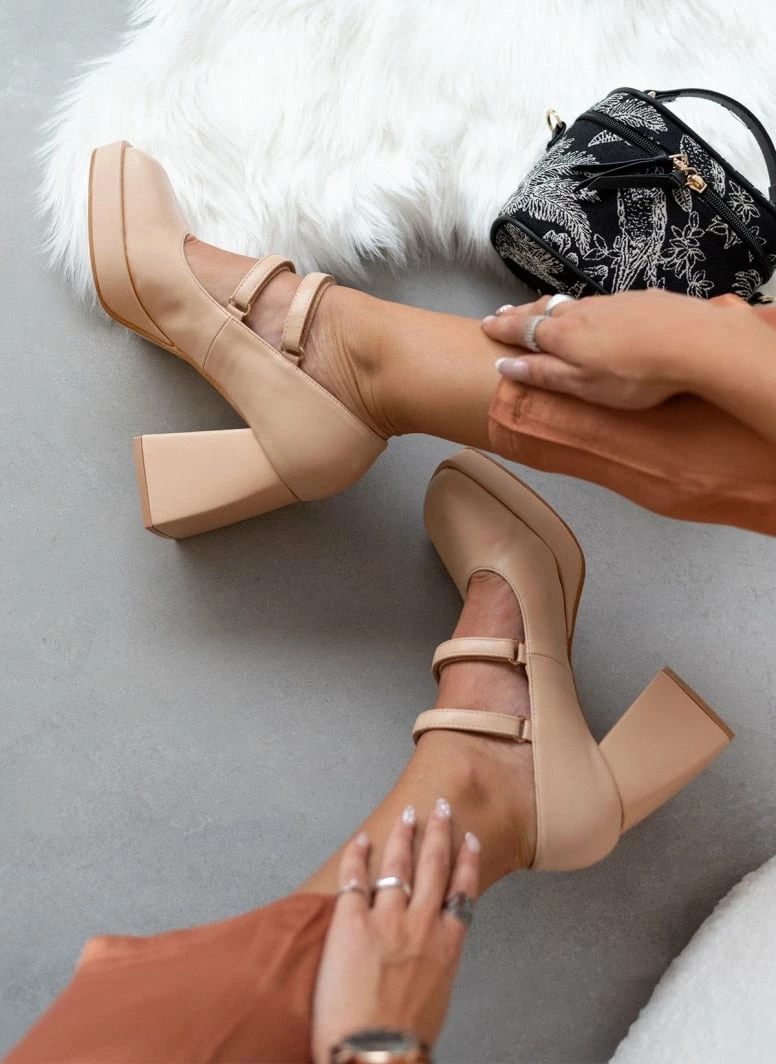 The Fashion Project Γόβες με φιάπα και λουράκια - Μπεζ