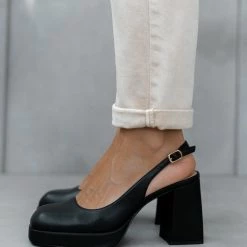 The Fashion Project Γόβες με φιάπα και δέσιμο στο πλάι - Μαύρο