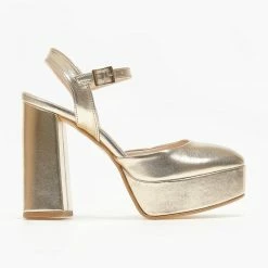 Γόβες με φιάπα και μπαρέτα Tfp - Χρυσό