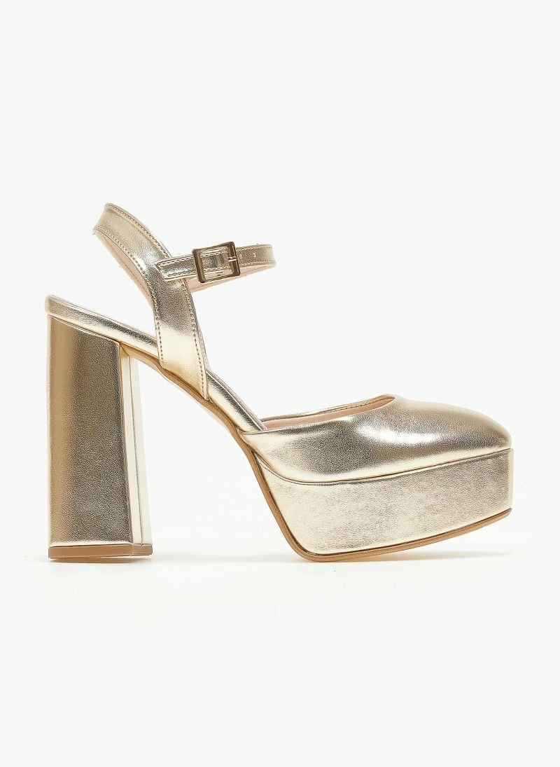 Γόβες με φιάπα και μπαρέτα Tfp - Χρυσό