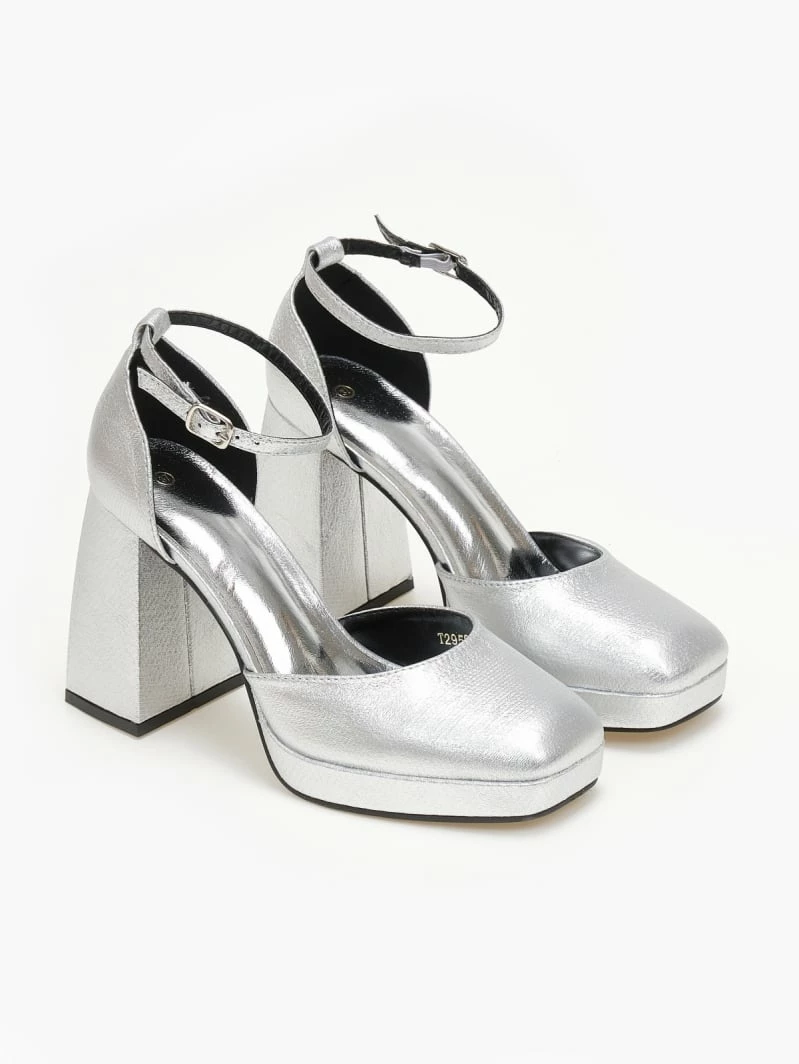 The Fashion Project Γόβες με μπαρέτα και φιάπα - Ασημί - Image 5