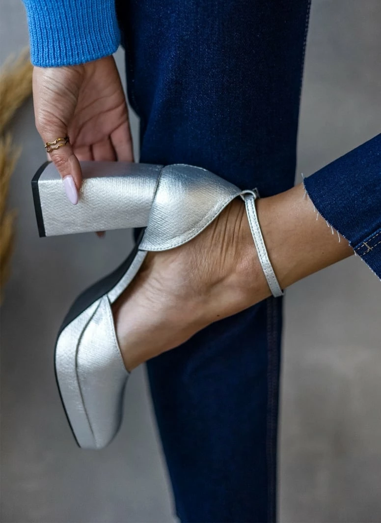 The Fashion Project Γόβες με μπαρέτα και φιάπα - Ασημί - Image 7