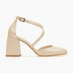 Γόβες στρογγυλές με χιαστί λουράκι Tfp - Μπέζ