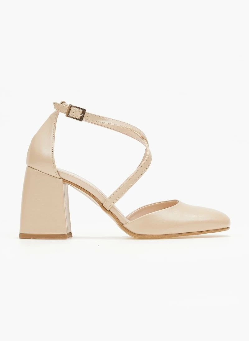 Γόβες στρογγυλές με χιαστί λουράκι Tfp - Μπέζ