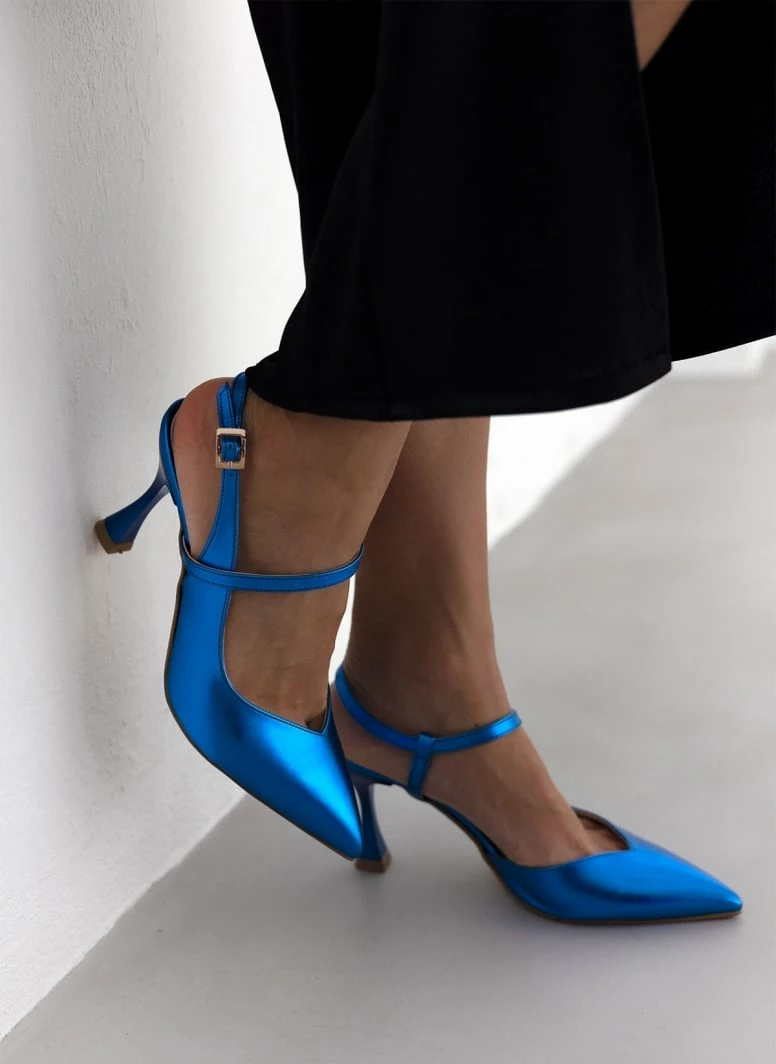 Γόβες μυτερές Metallic Tfp - Μπλε - Image 2