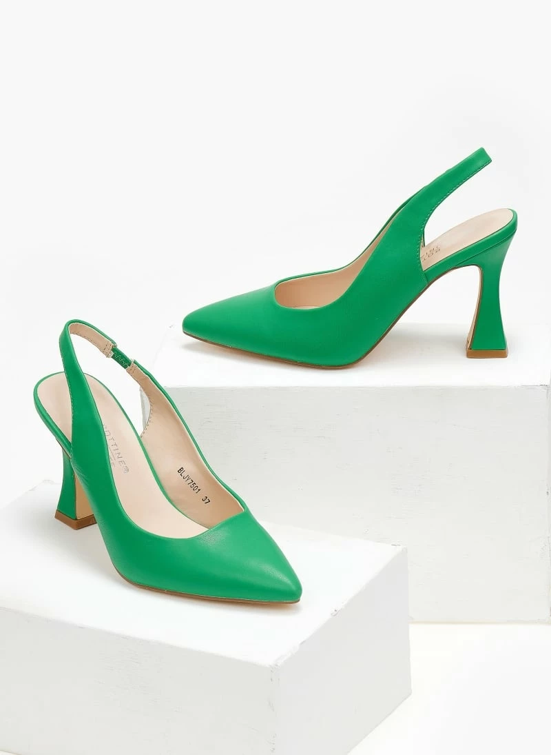 The Fashion Project Γόβες μυτερές με τακούνι καμπάνα - Πράσινο - Image 2