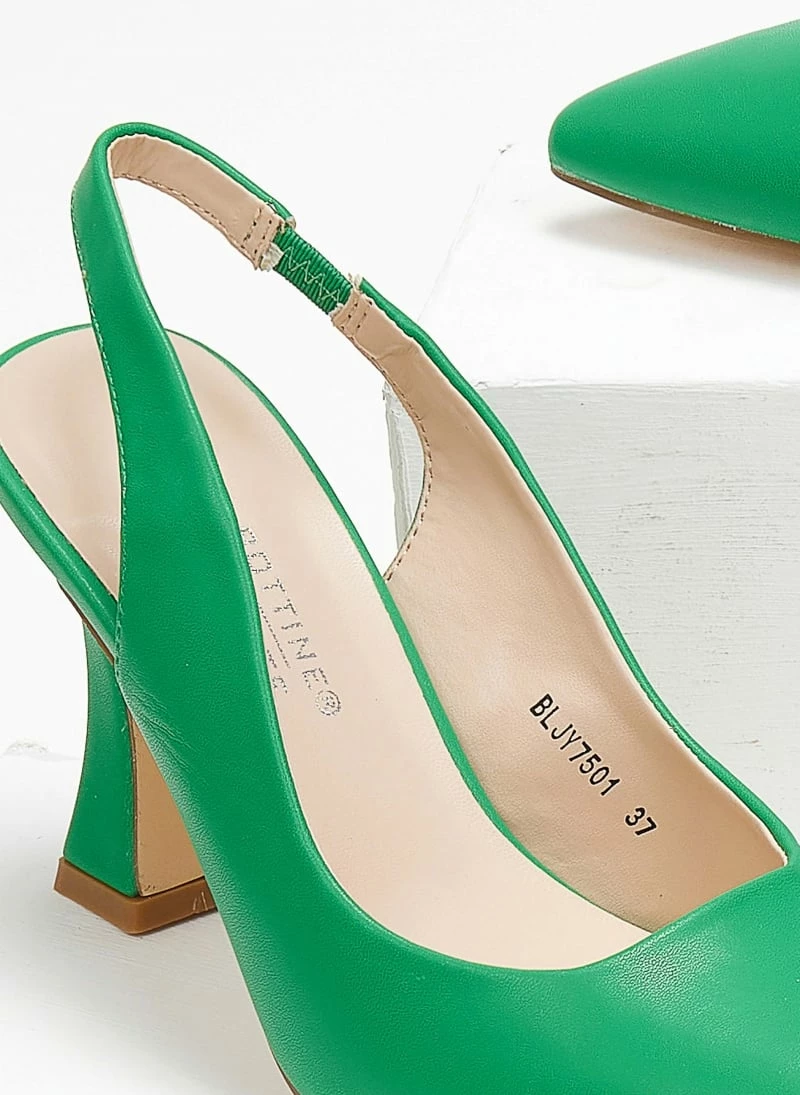 The Fashion Project Γόβες μυτερές με τακούνι καμπάνα - Πράσινο - Image 3