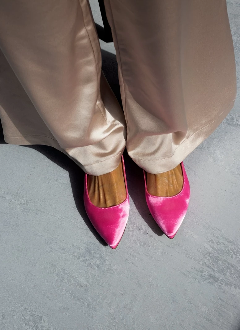 The Fashion Project Γόβες μυτερές σατέν με πέτρες - Φούξια - Image 7