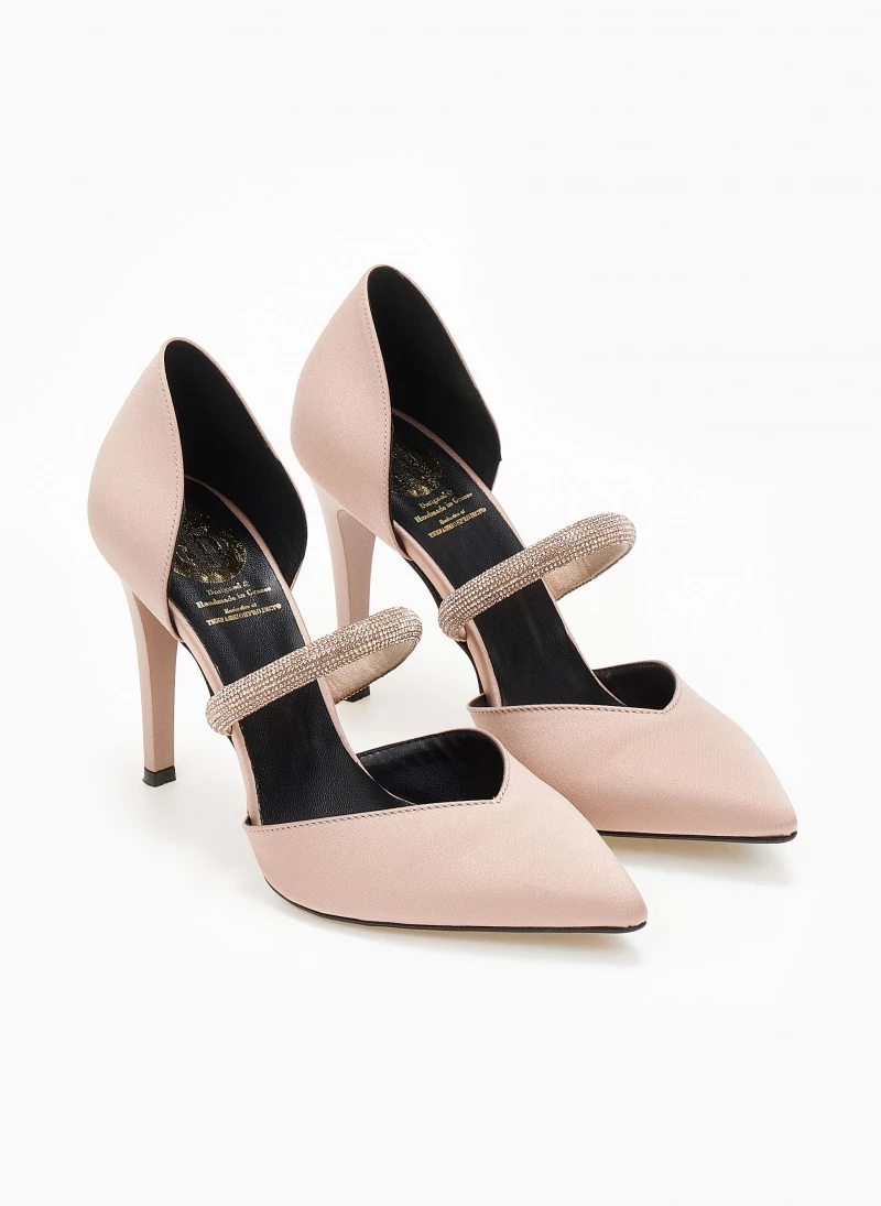 Γόβες σατέν ανοιχτές με Strass Tfp - Nude - Image 4