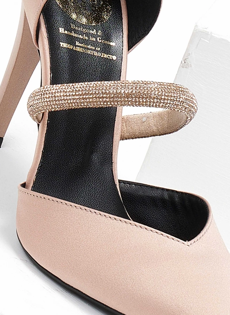 Γόβες σατέν ανοιχτές με Strass Tfp - Nude - Image 2