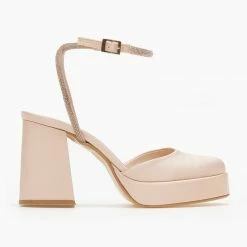 Γόβες σατέν με φιάπα και Strass Tfp - Nude