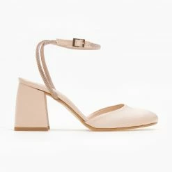 Γόβες σατέν με στρας Tfp - Nude