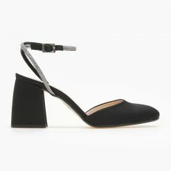 Γόβες σατέν με στρας Tfp - Μαύρο