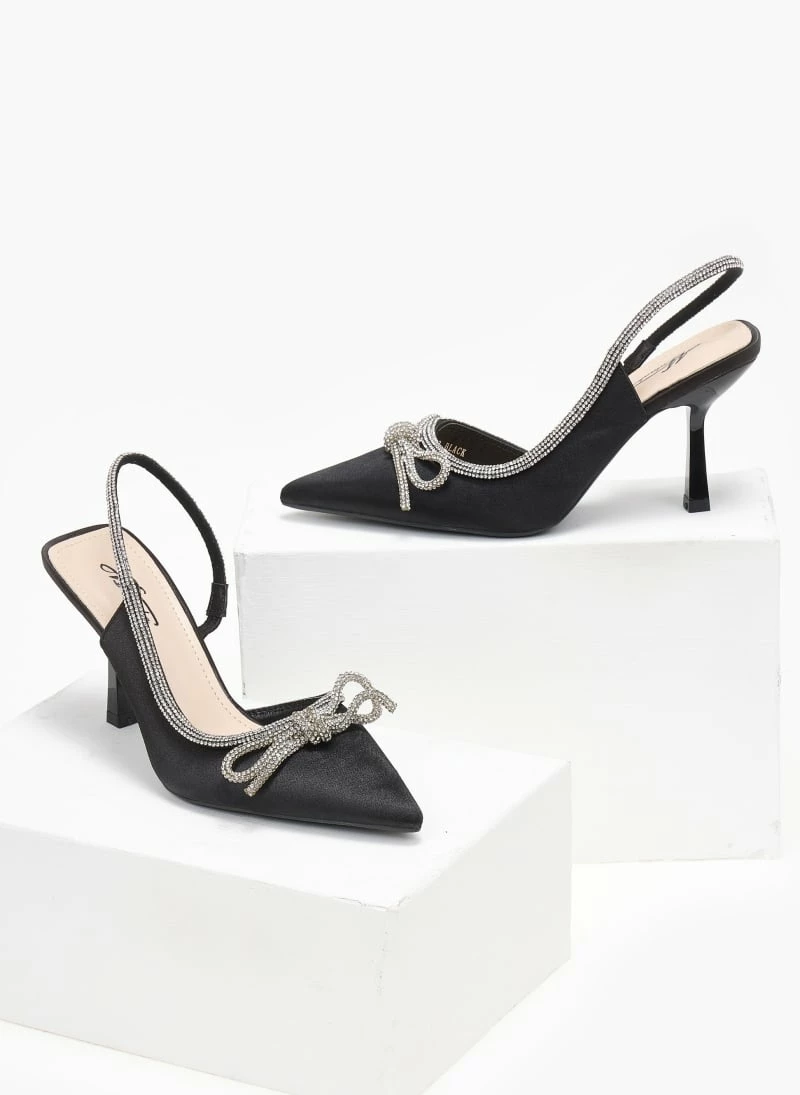 The Fashion Project Γόβες σατέν μυτερές με στρας φιόγκο - Μαύρο - Image 6