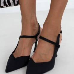 Γόβες σατέν μυτερές Tfp - Μαύρο