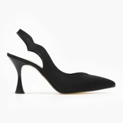 Γόβες σατέν μυτερές Tfp - Μαύρο