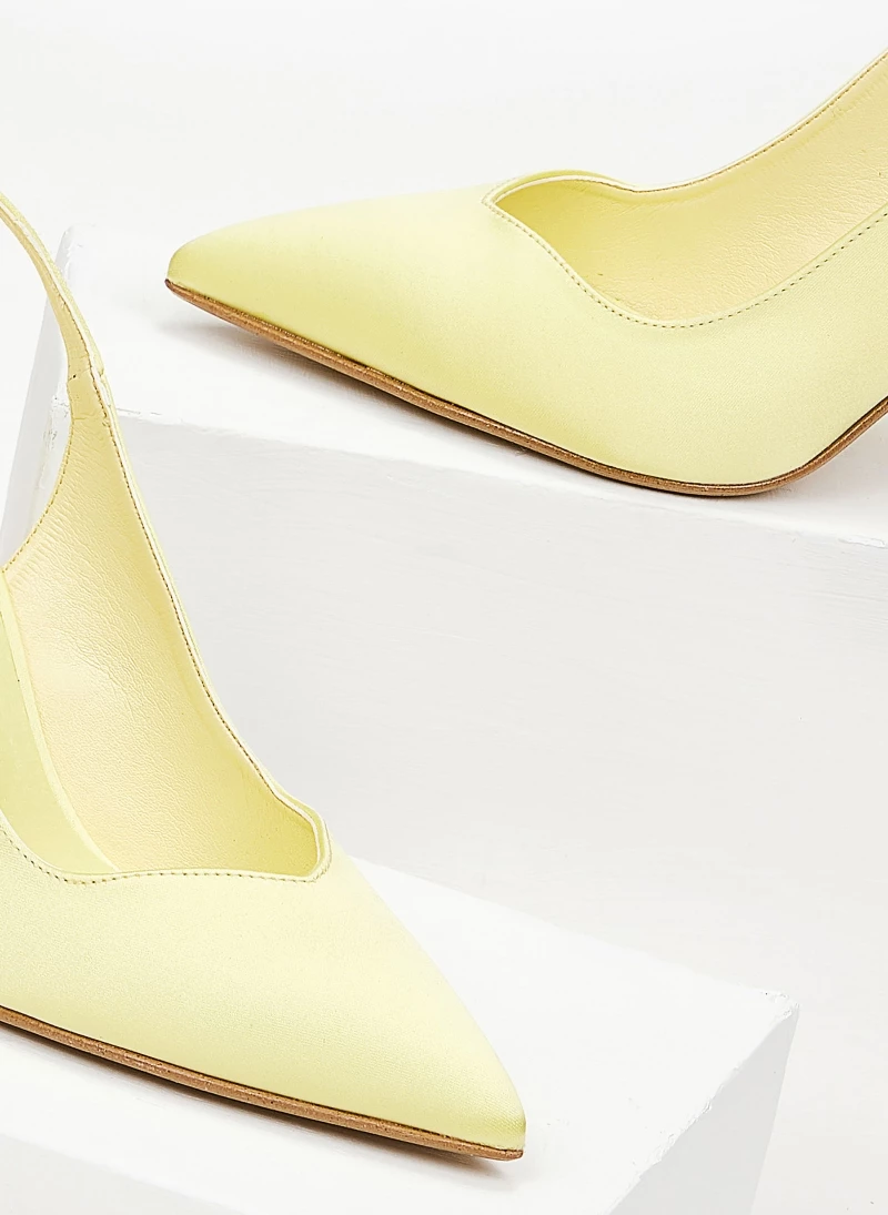 Γόβες σατέν με κορδόνια Tfp - Λεμονί - Image 5