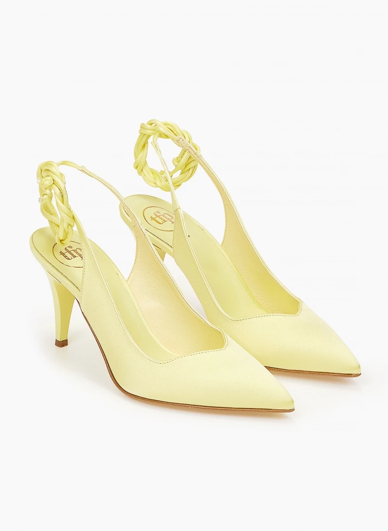 Γόβες σατέν με κορδόνια Tfp - Λεμονί - Image 6