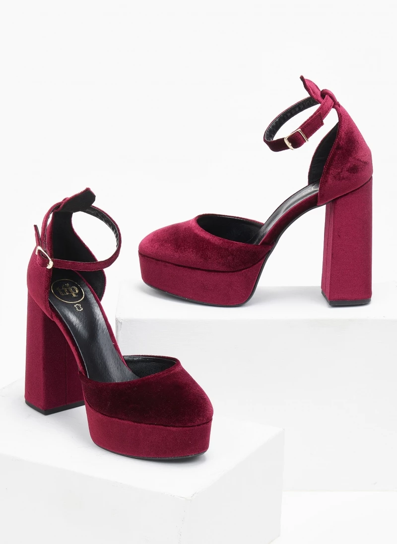 Γόβες Velvet με φιάπα και μπαρέτα Tfp - Μπορντό - Image 5