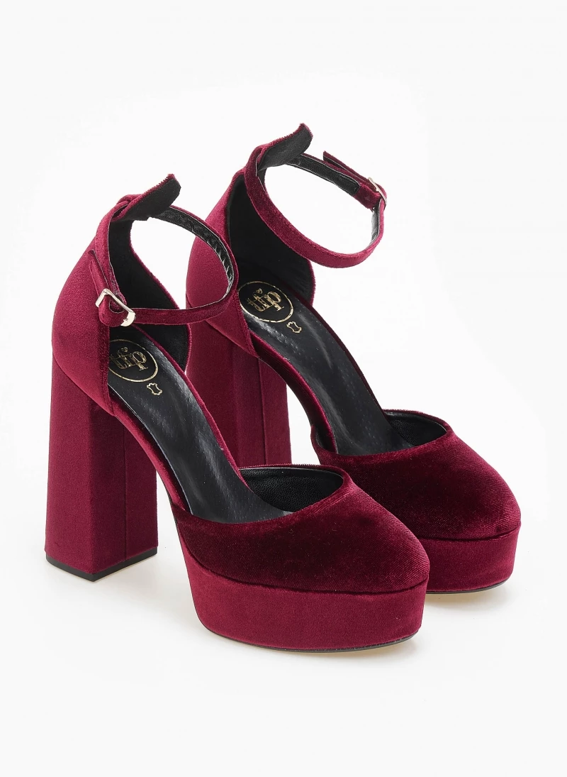 Γόβες Velvet με φιάπα και μπαρέτα Tfp - Μπορντό - Image 3