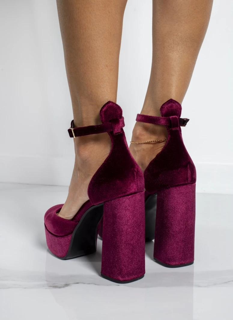 Γόβες Velvet με φιάπα και μπαρέτα Tfp - Μπορντό - Image 4