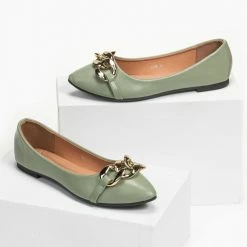 The Fashion Project Μπαλαρίνες φλατ με αλυσίδα - Μέντα