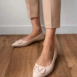 The Fashion Project Μπαλαρίνες μυτερές με ματ διακοσμητικό - Μπεζ