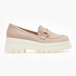 Loafers Chunky Suede με διακοσμητικό Estil - Nude