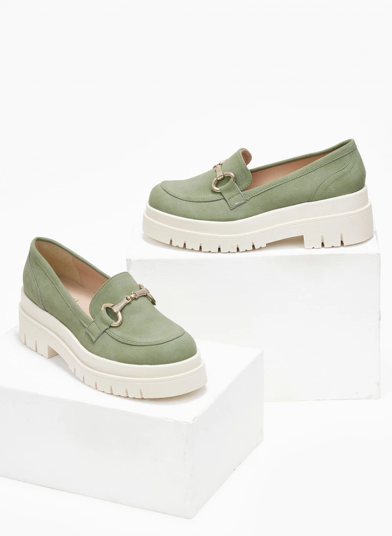 Loafers Chunky Suede με διακοσμητικό Estil - Λαδί - Image 3