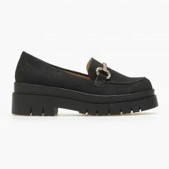 Loafers Chunky Suede με διακοσμητικό Estil - Μαύρο