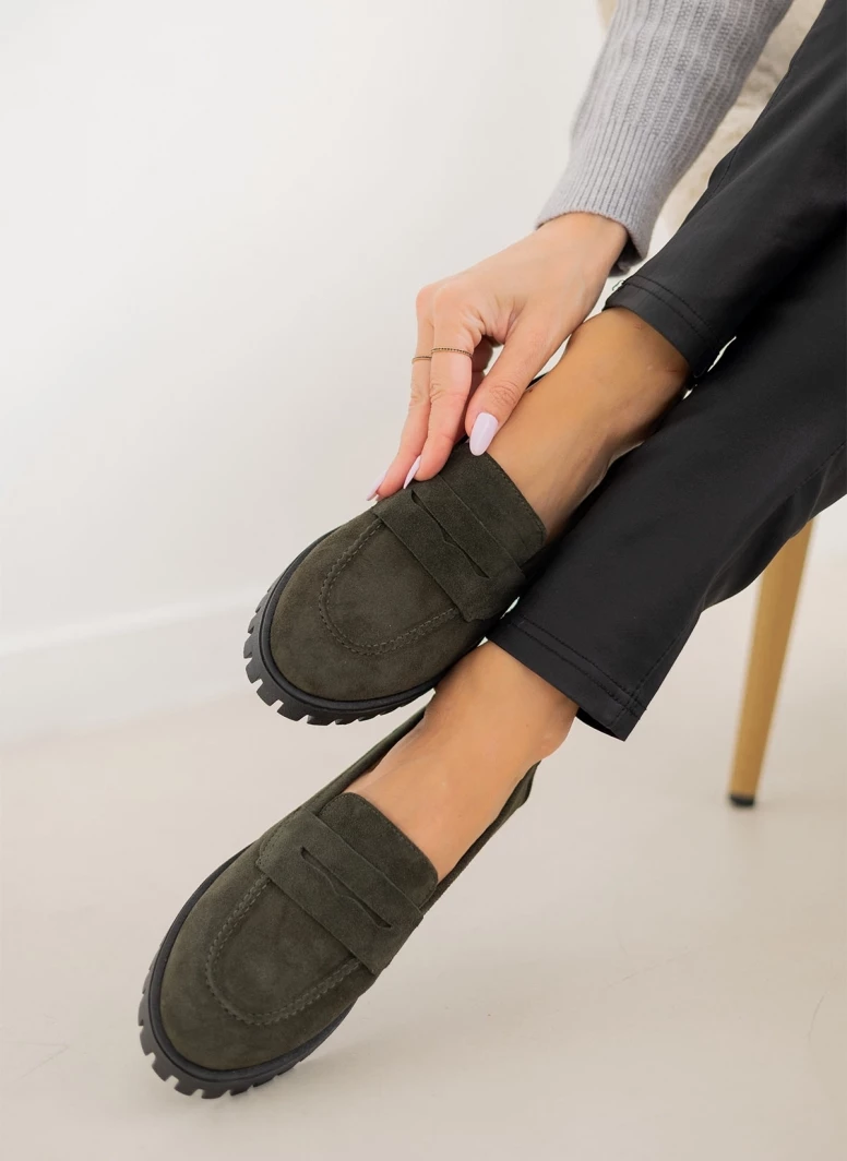 Loafers δερμάτινα καστόρινα Estil - Λαδί - Image 4