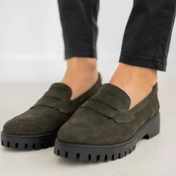 Loafers δερμάτινα καστόρινα Estil - Λαδί