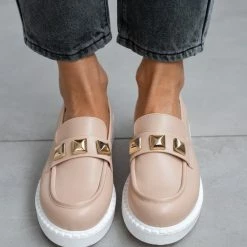 Loafers με διακοσμητικά τρουκς Estil - Nude