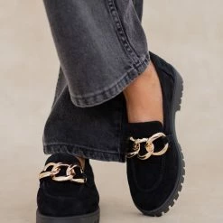 Loafers καστόρι με αλυσίδα Estil - Μαύρο