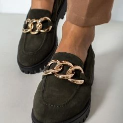Loafers καστόρι με αλυσίδα Estil - Λαδί