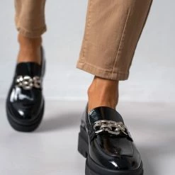 Loafers λουστρίνι με αλυσίδα Tfp - Μαύρο