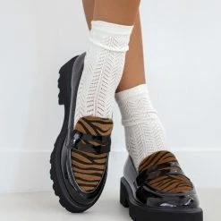 The Fashion Project Loafers λουστρίνι με Print - Μαύρο/Ταμπα