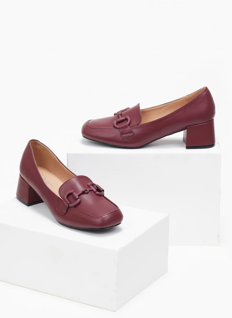The Fashion Project Loafers με αγκράφα στο ίδιο χρώμα - Μπορντό - Image 4