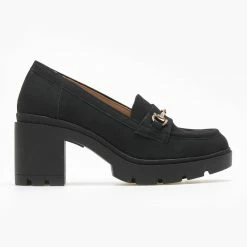Loafers Suede με τακούνι Estil - Μαύρο