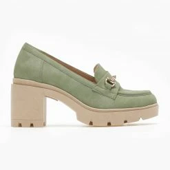 Loafers Suede με τακούνι Estil - Μέντα