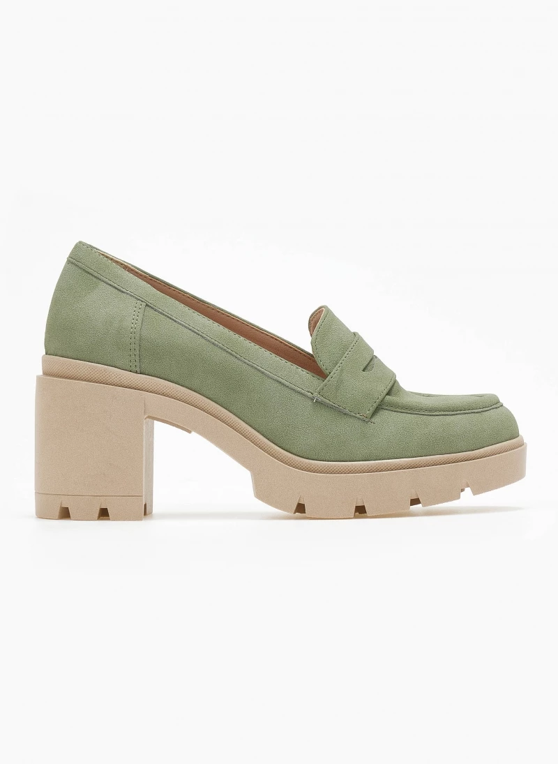 Loafers Suede με τακούνι Estil - Μέντα